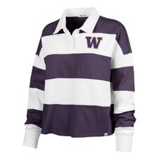 47 Brand Women's Washington Huskies Applique W Striped Clubhouse Rugby Shirt