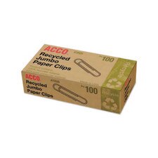 Acco Jumbo Smooth Recycled Paper Clips 100 Pack