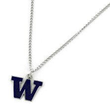 Aminco Purple W Washington Huskies Silver Pendant Necklace