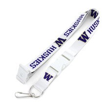 Aminco White W Washington Huskies Team Buckle Lanyard