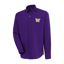 Antigua Men's Washington Huskies Flight Solid Woven Dress Shirt