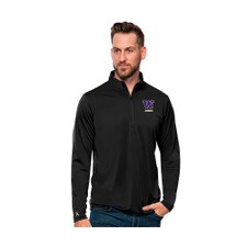 Antigua Men's Black W UW University of Washington Huskies Alumni Tribute Quarter-zip Pullover