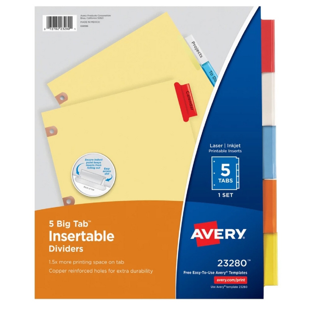 Avery Multicolor Big Tab Copper Holes 5 Tab Binder Dividers