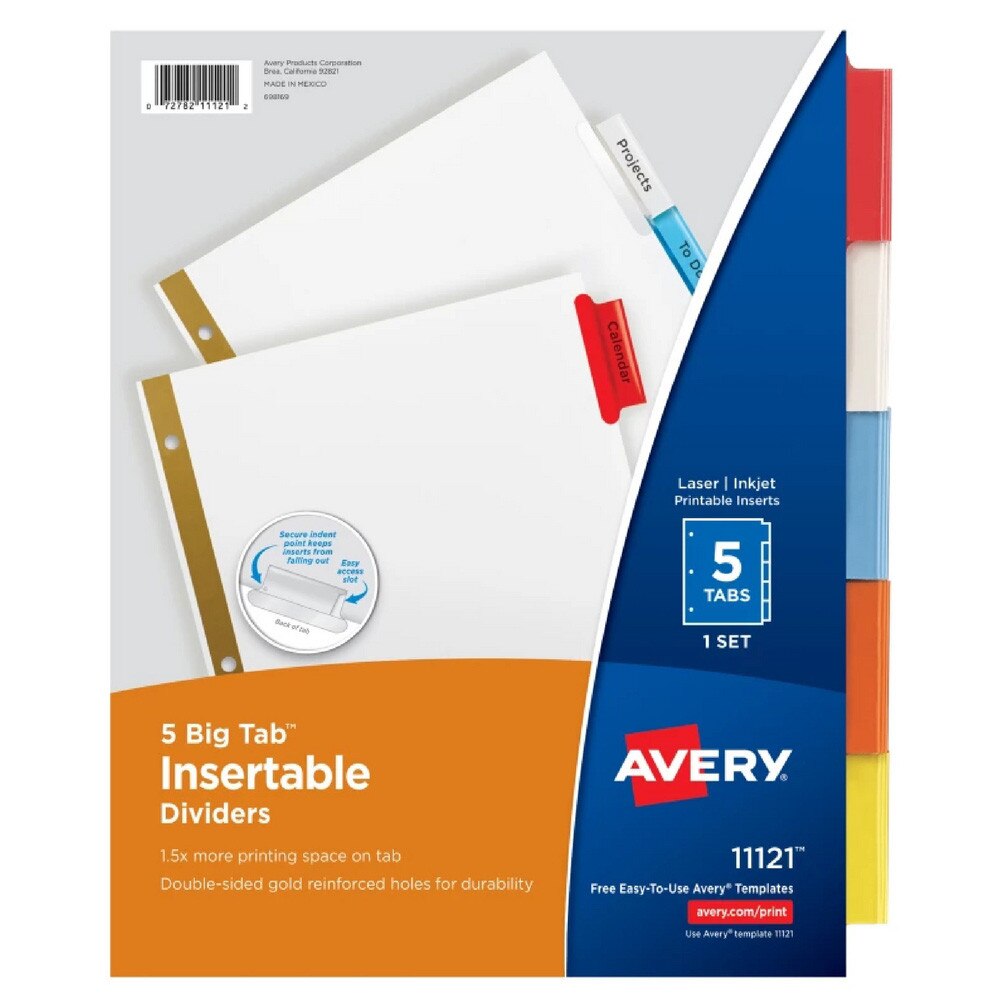Avery 5-Tab Binder Dividers Multicolor