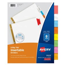 Avery Mulitcolor Big Tab 8 Tab Binder Dividers