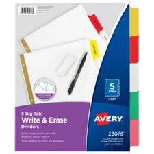 Avery Multicolor Big Tab Write & Erase 5 Tab Binder Dividers