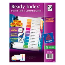 Avery Multicolor Customizable 10 Tab Binder Dividers