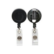 Baumgarten Black Swivel Spring ID Card Reel