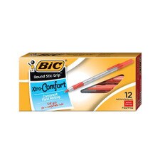 Bic Round Stic Grip Xtra Comfort 1.2mm Medium Ballpoint Pen 12ct