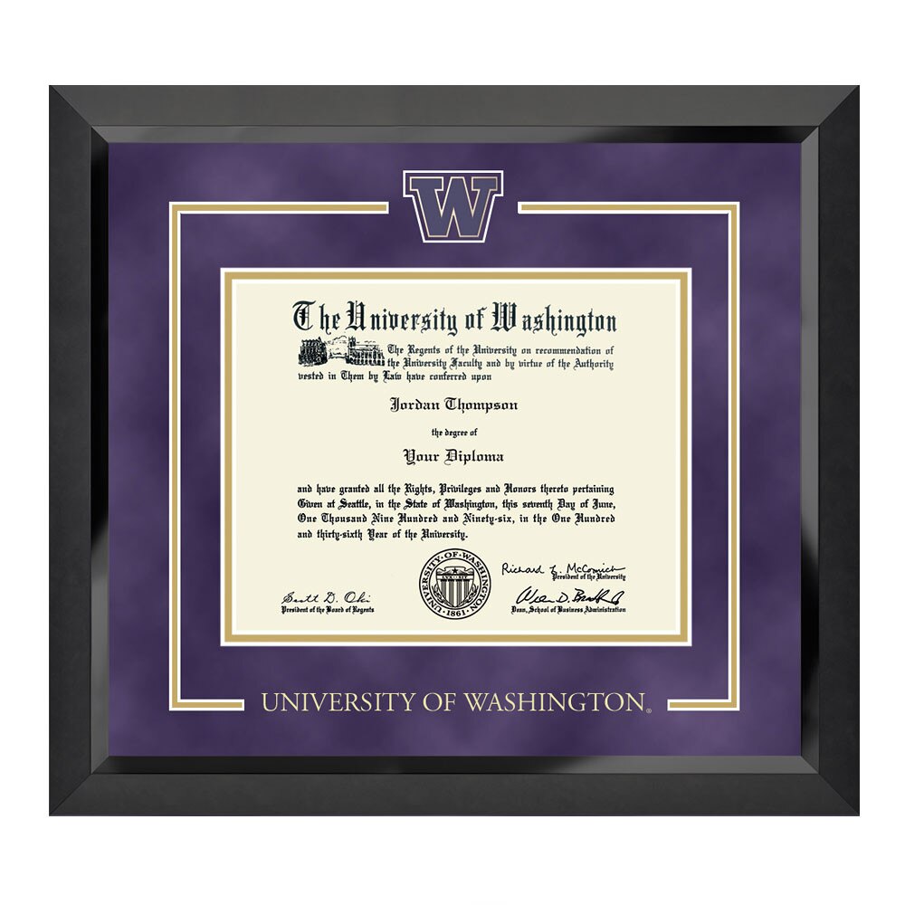 Church Hill Purple Suede Gold W U of W University of Washington Spirit Eclipse Diploma Frame