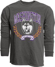 Blue 84 Reserve Unisex Washington Huskies Vault Dog Laurels Dyed Long Sleeve Tee