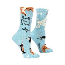 Blue Q People to Meet Dogs Crew Socks