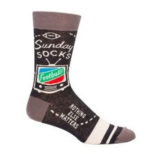 Blue Q Sunday Football Men's Crew Socks Right Side
