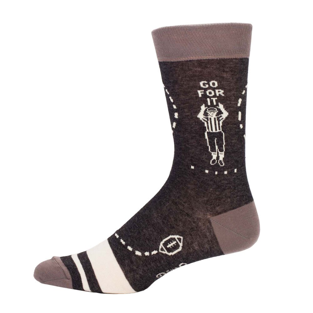 Blue Q Sunday Football Men's Crew Socks Left Side