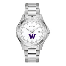Bulova Stainless W Washington Huskies Sport Classic Men's Watch