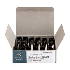Business Source Black Binder Clips 12 Count