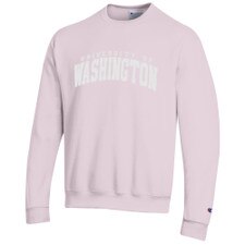 Champion Unisex Lilac Pink Twill University of Washington Powerblend Crewneck