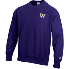 Champion Unisex Washington Huskies Embroidered W Logo Reverse Weave Crewneck