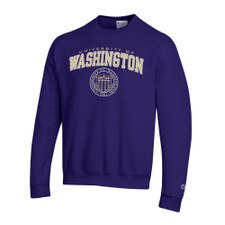 Champion Unisex University of Washington Huskies UW Official Seal Crewneck  Sweatshirt