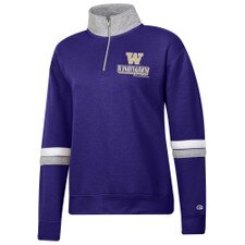 Champion Women's Washington Huskies Sleeve Stripe Quarter Zip