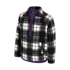 Colosseum Girls' Plaid W Washington Huskies Prep School Sherpa Half-zip Jacket