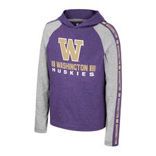 Colosseum Kids' Purple W Washington Huskies UW Ned Long Sleeve Hooded Tee