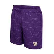 Colosseum Men's Washington Huskies Tropical Print Stretch Woven 7in Swim Short