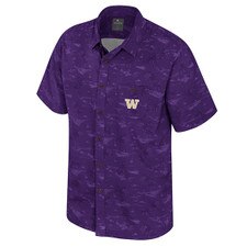 Colosseum Men's Washington Huskies Tropical Print Stretch Woven Camp Shirt