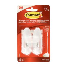 Command White 3lb Capacity Medium Wire Hooks 2 Pack
