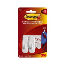 Command White Small Utility Hooks 1lb Capacity 2 Pack