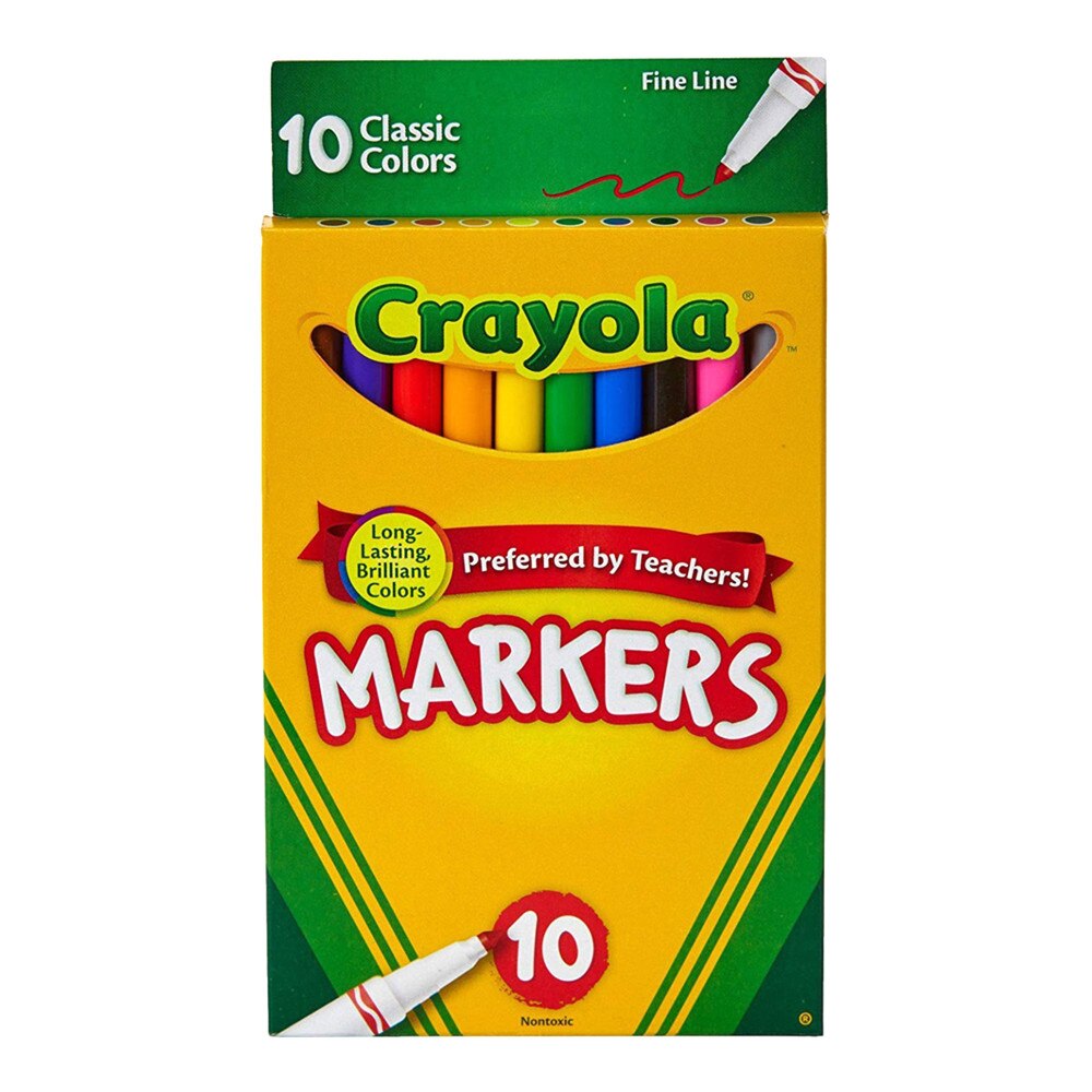 Crayola Classic Fine Tip Washable Marker Set 10 Piece