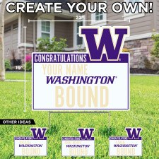 CDI CUSTOMIZED Congratulations Name W University of Washington Huskies Bound Small Print Yard Sign