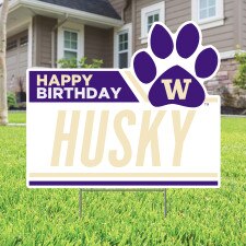 CDI Happy Birthday Husky Paw W Washington Huskies Yard Sign