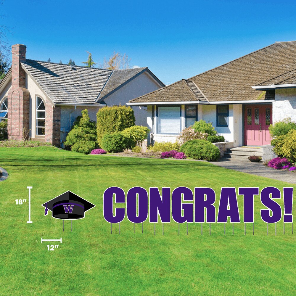 CDI Mortarboard W Washington Huskies Congrats Yard Display