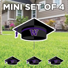 CDI W Washington Huskies Mortarboard Mini Set of 4 Yard Sign