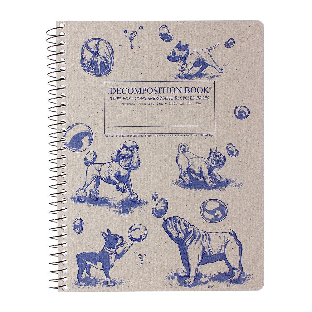 Decomposition Book Dogs And Bubbles College Spiral Notebook