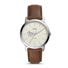 Fossil Brown W Washington Huskies Minimalist Leather Watch