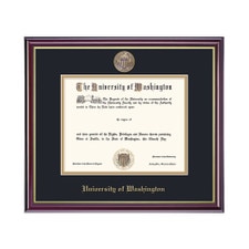Framing Success Black Gold Double Mat Gold Seal University of Washington UW U of W Windsor Medallion Diploma Frame