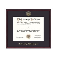 Framing Success Black Single Mat Gold Seal U of W University of Washington Athens Embossed Diploma Frame
