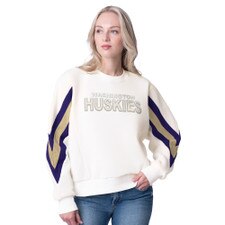 GIII Women's Washington Huskies Mixed Media Sherpa Crewneck