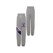Gen 2 Girls' Gray W Huskies 61 UW Washington Team Property Baggy Sweatpant
