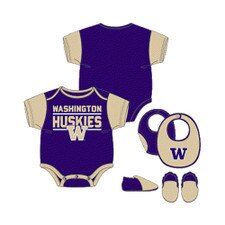 Gen2 Baby Purple Washington Huskies UW Home Field Advantage Creeper Bib & Bootie Set 3pc