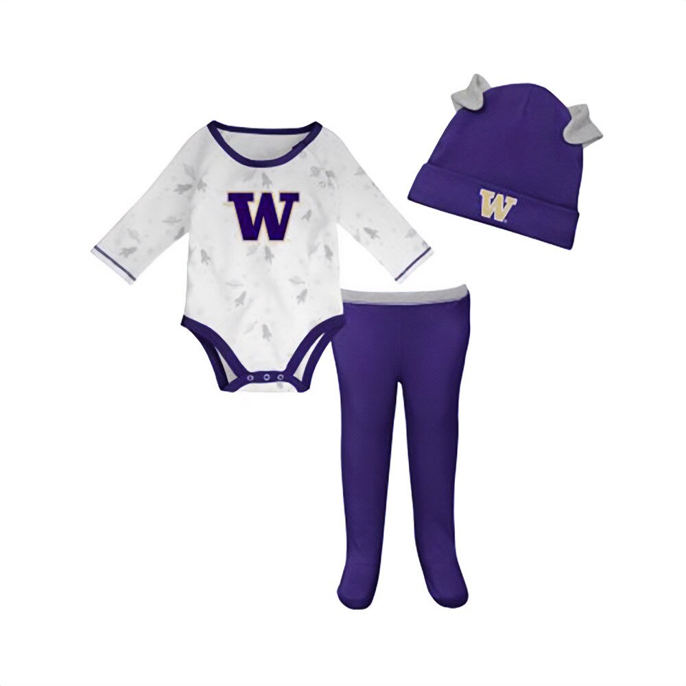 Gen2 Baby Purple White W UW Washington Huskies Dream Team Creeper Pant & Hat Set 3pc