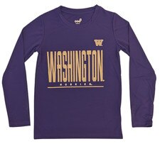 Gen2 Purple Kids' W Washington Huskies Pumped Up Long-Sleeved Dri-Tek Tee