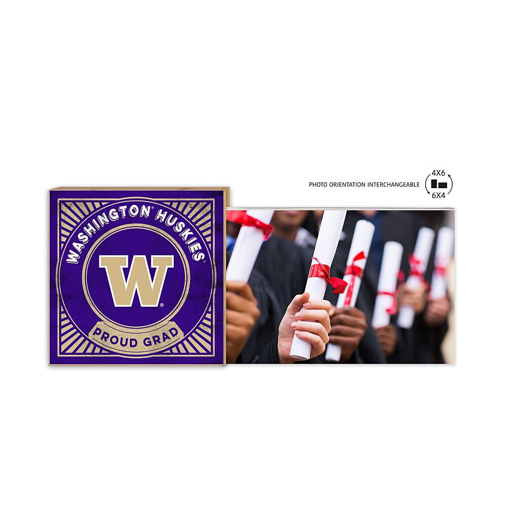 KH Purple W UW University of Washington Proud Grad Floating Photo Frame 4"x6"