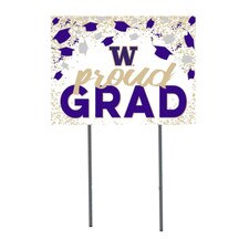 KH W Proud Grad Mortarboard Confetti Lawn Sign 18"x24" UW Washington Huskies