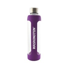 LXG Purple Washington Huskies Silicone Glass Water Bottle 20oz