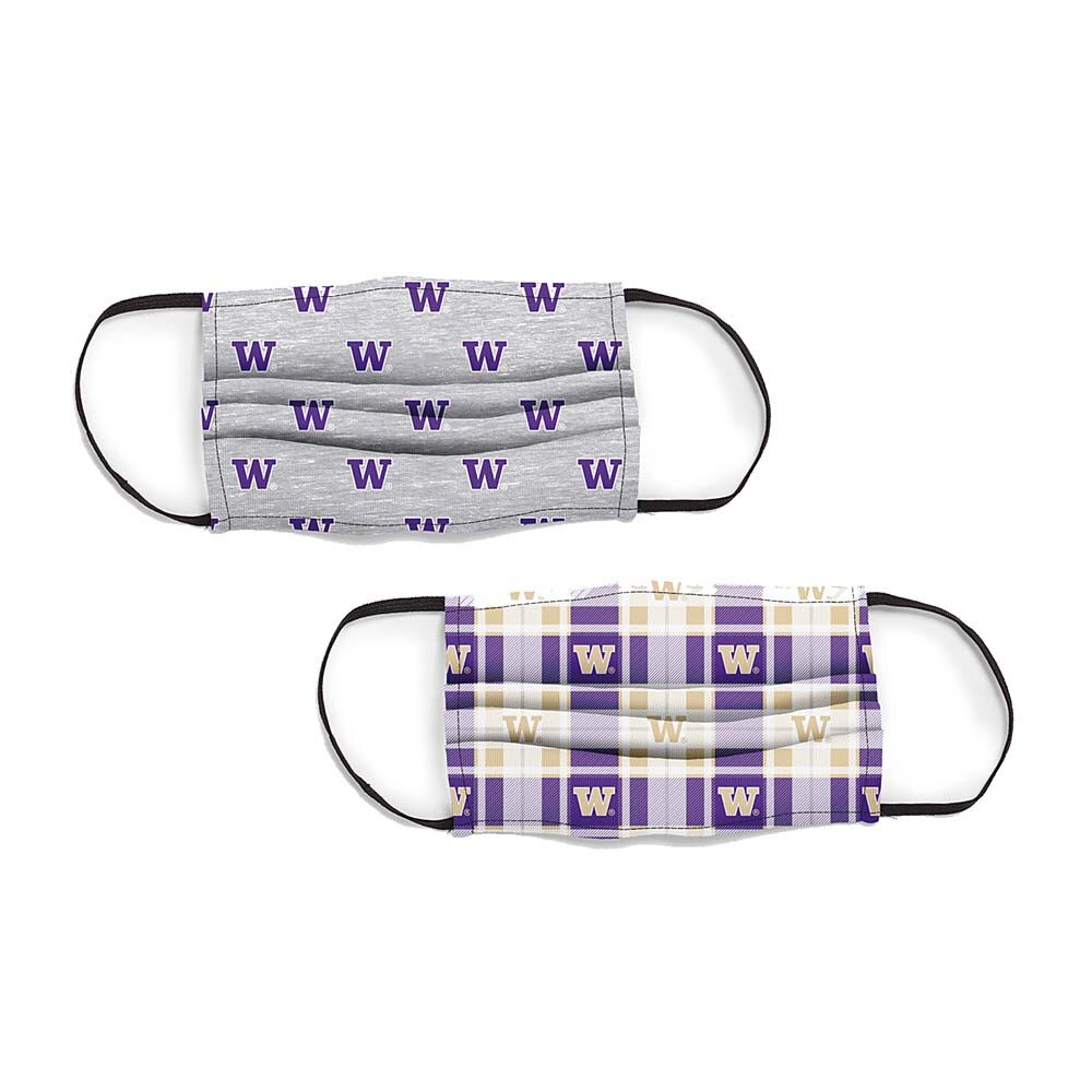 League Kids' Grey and Plaid Three Layer Mask 2 Pack