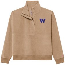 League Women's Washington Huskies Embroidered W Corduroy Half Zip
