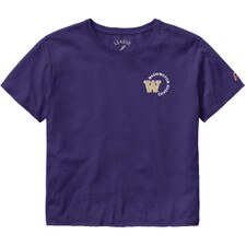 League Women's Washington Huskies Left Chest Clothesline Crop Tee